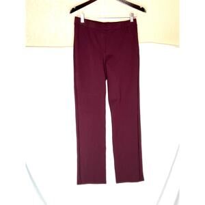 Quince size M pants pull-on burgundy ponte knit stretch straight comfort office